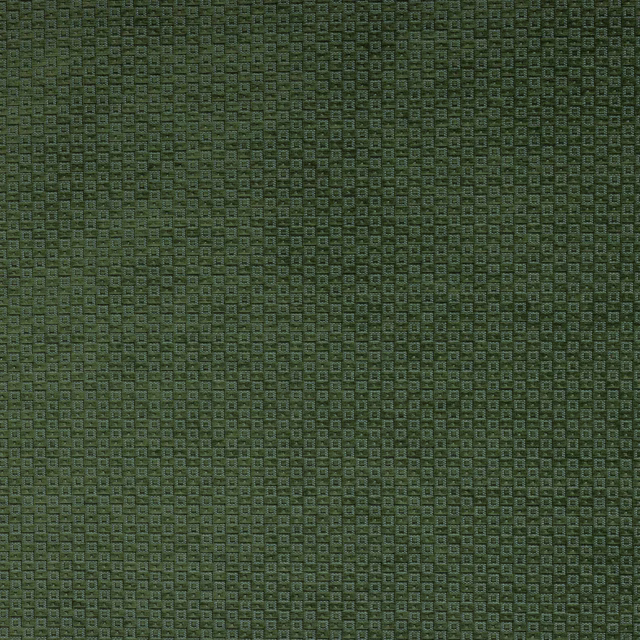Deep emerald green woven fabric with a small geometric square pattern