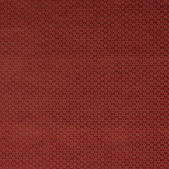 Close-up of Fulmar Red geometric fabric in deep brick red weave