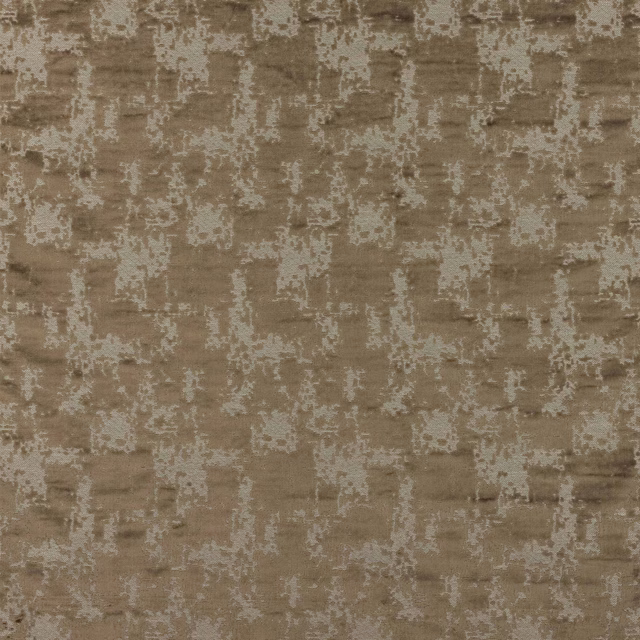 Taupe geometric woven fabric with pale broken motifs and textured ground
