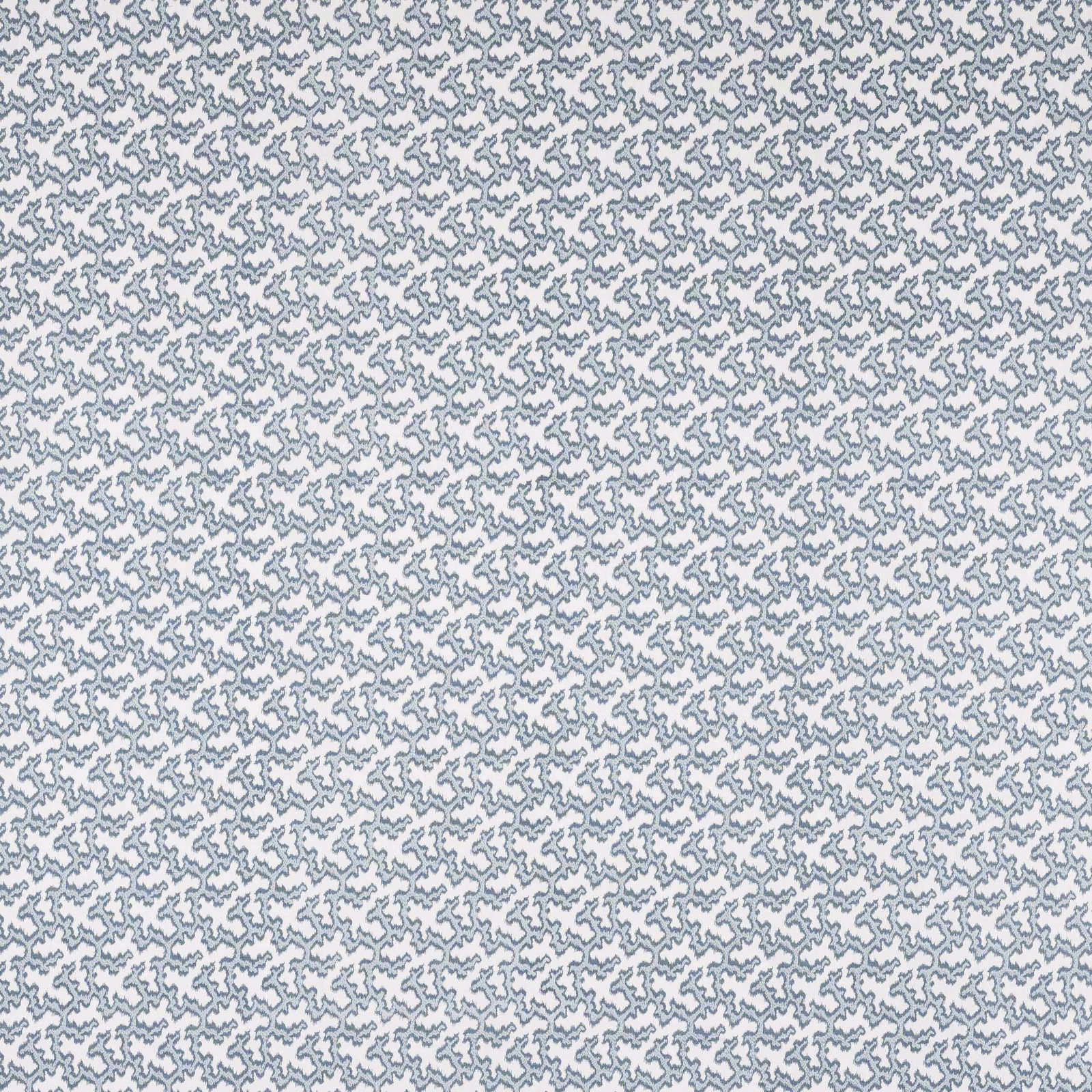 Small abstract blue-grey pattern on a pale powder-blue linen ground