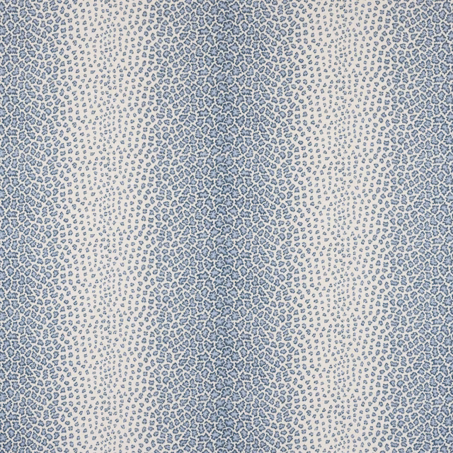 Pale blue abstract linen fabric with small scattered motif and wavy vertical bands