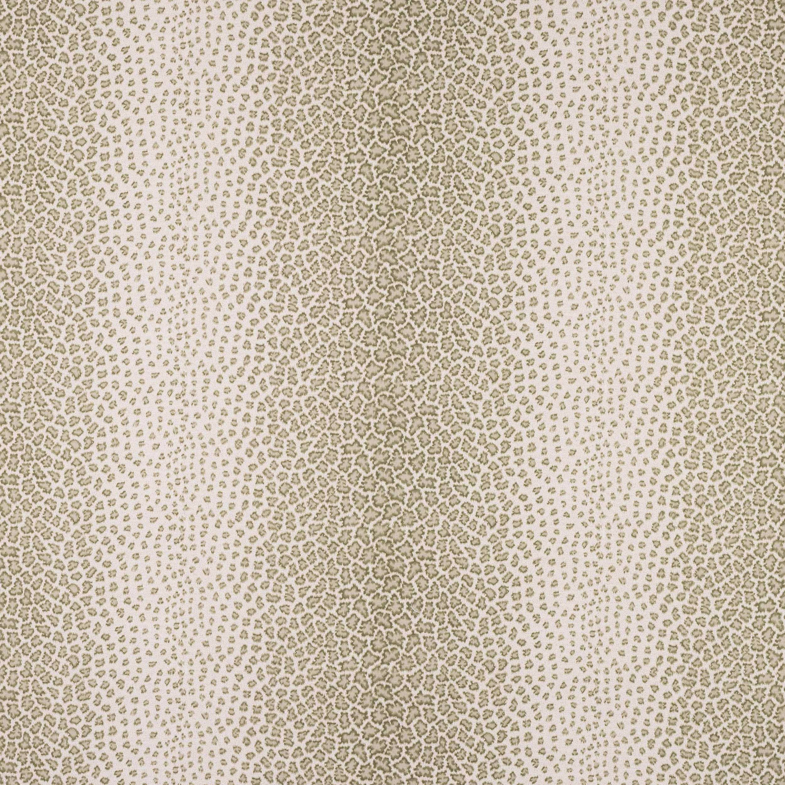 Close-up of small olive animal motif on a pale linen ground