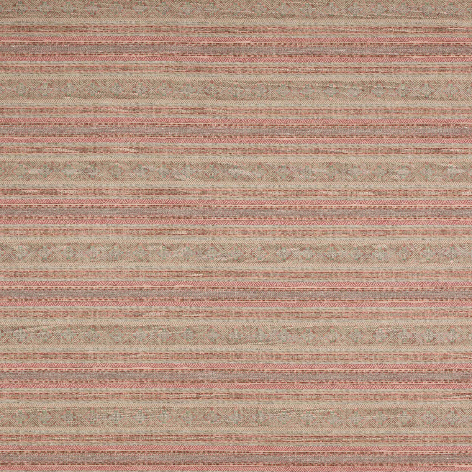 Muted rose and sage striped woven fabric with a softly textured ground