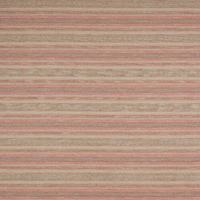 Muted rose and sage striped woven fabric with a softly textured ground