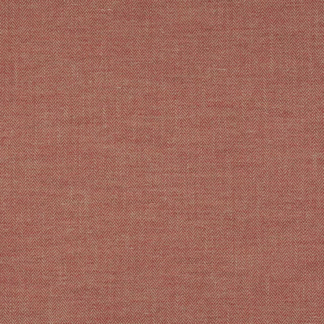 Muted terracotta-red herringbone fabric swatch with fine woven texture