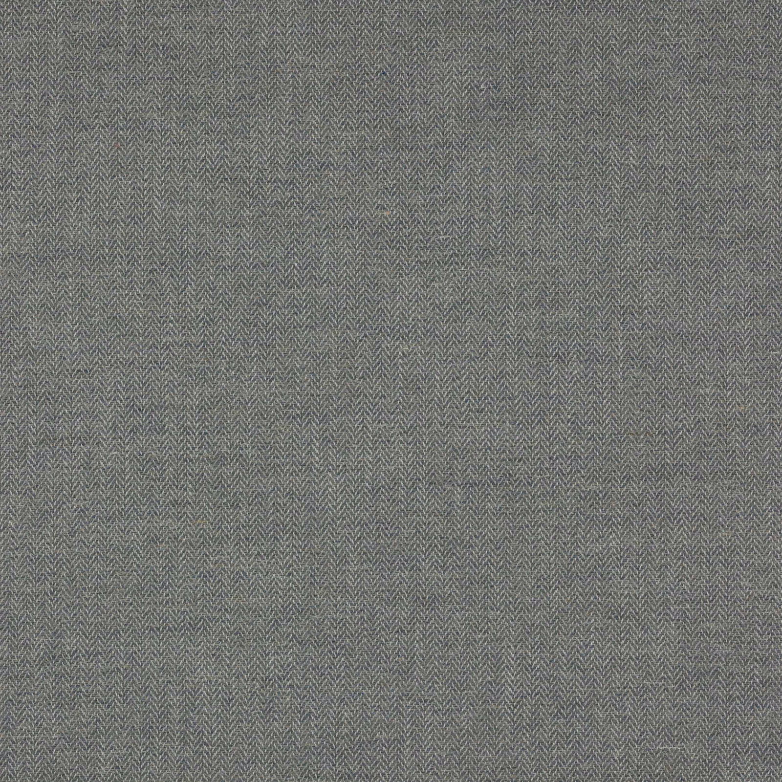 Close-up of cool slate grey herringbone fabric with fine woven texture