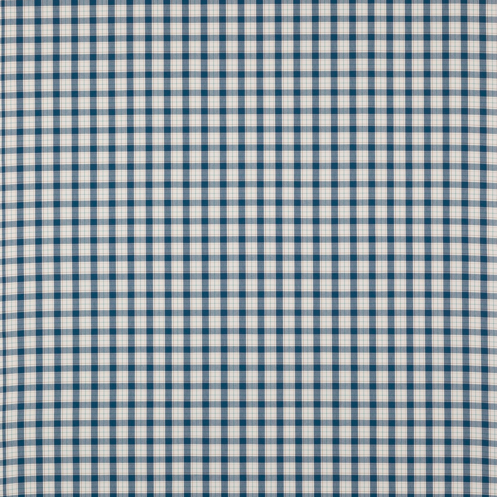 Small navy and cream checked cotton fabric with a crisp woven grid
