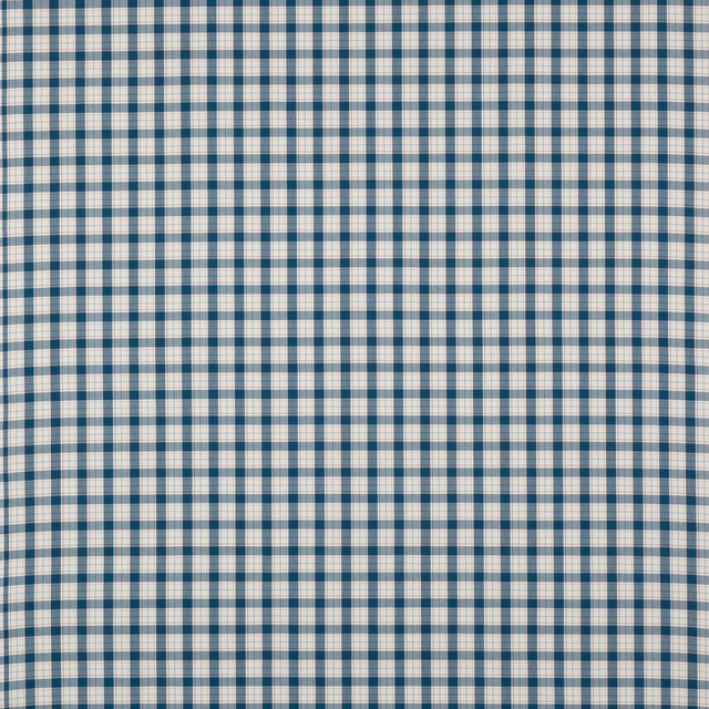 Small navy and cream checked cotton fabric with a crisp woven grid