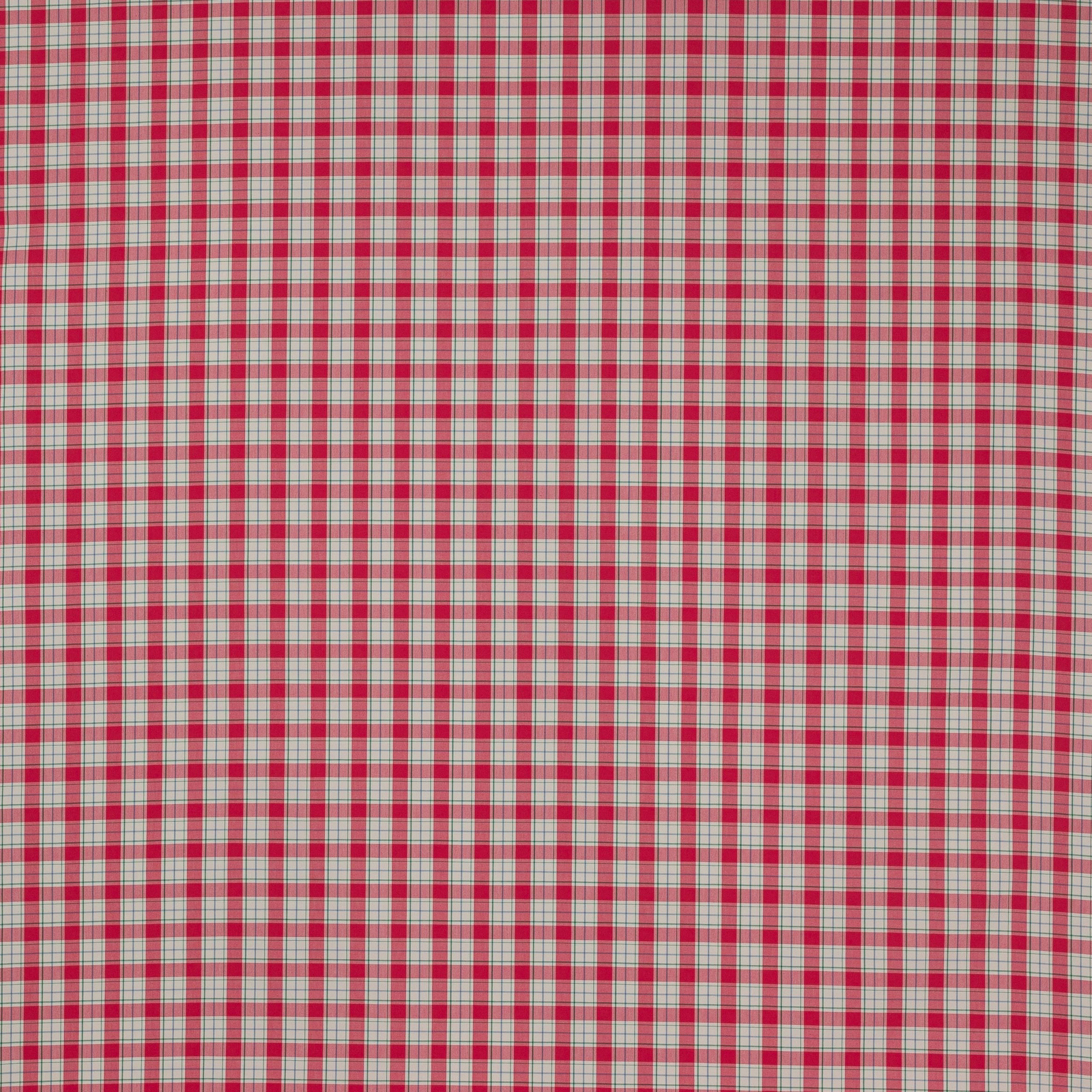 Small red and cream check cotton fabric with a crisp woven grid