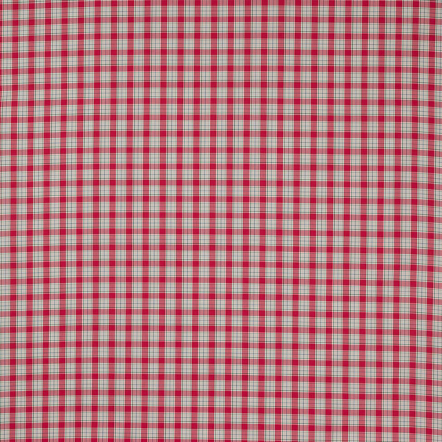 Small red and cream check cotton fabric with a crisp woven grid