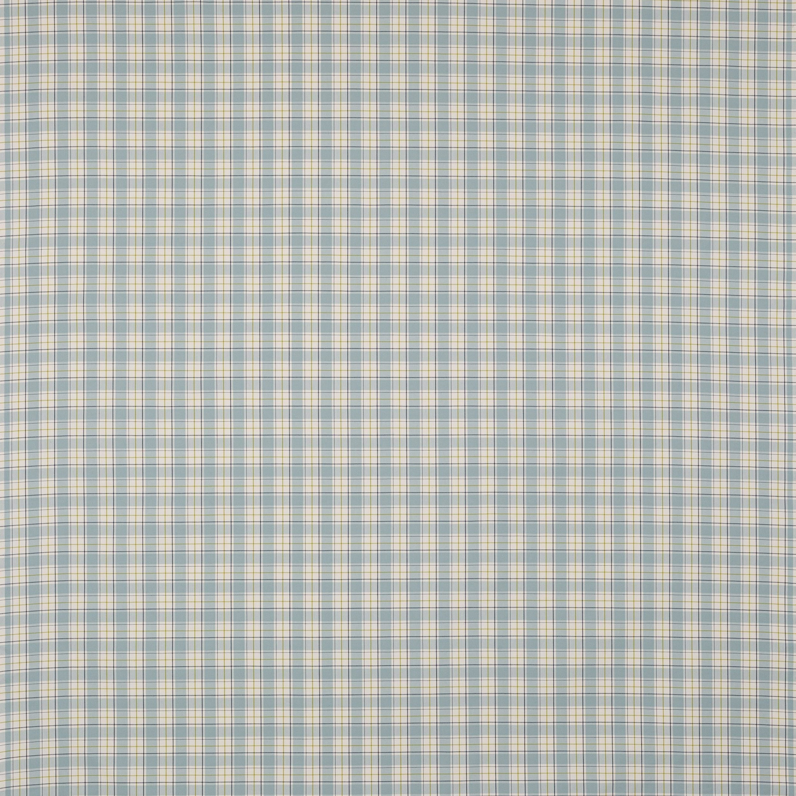 Small sky blue and lime cotton check fabric with a pale cream ground