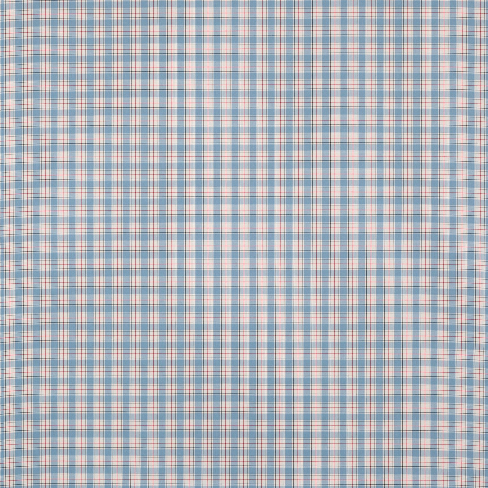 Small blue and pale red cotton check on an off-white ground