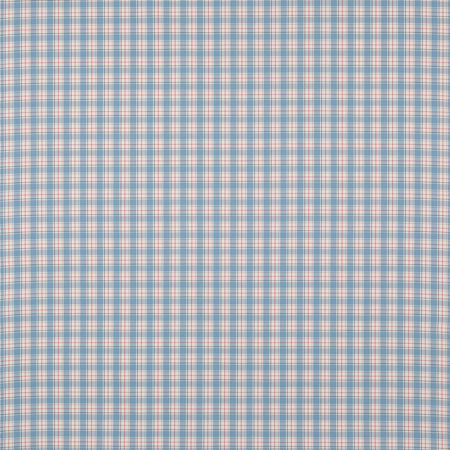 Small blue and pale red cotton check on an off-white ground