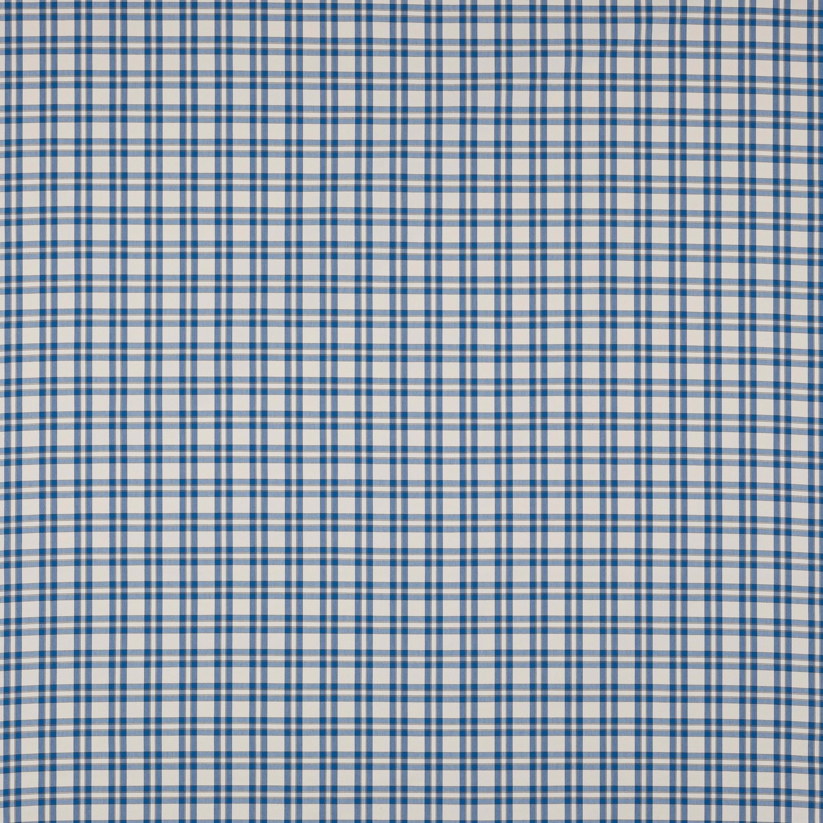 Small cobalt blue and ivory checked cotton fabric swatch