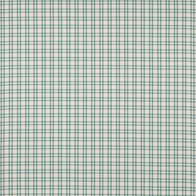 Small teal checked cotton fabric on a pale ground, shown as a flat swatch