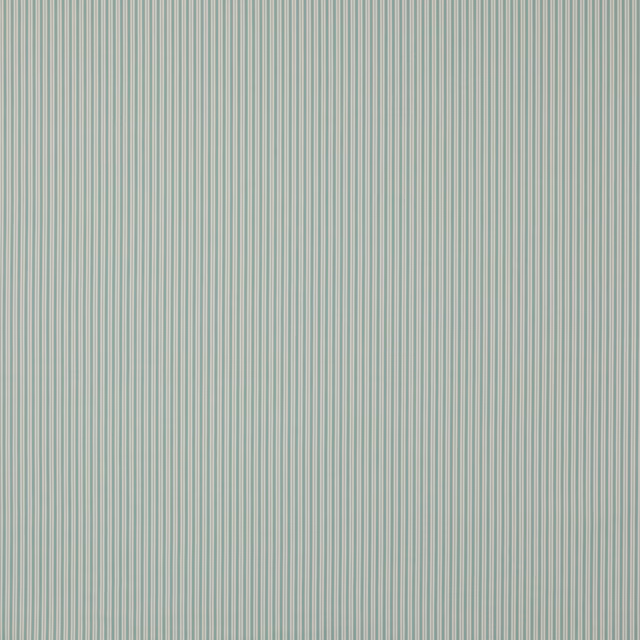 Fine vertical aqua and pale cream striped cotton fabric sample