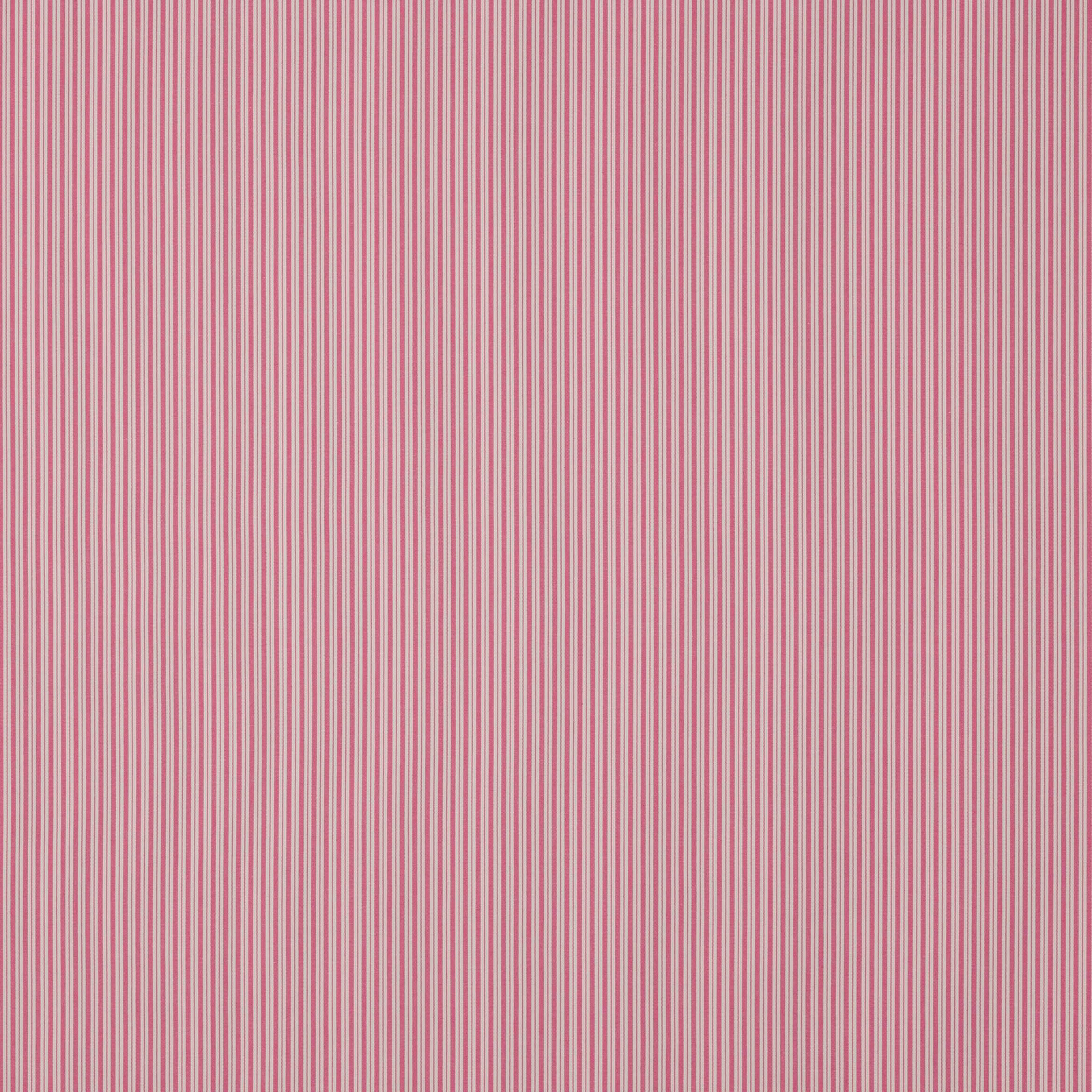 Vertical hot pink and pale pink pinstripes on a cotton fabric swatch