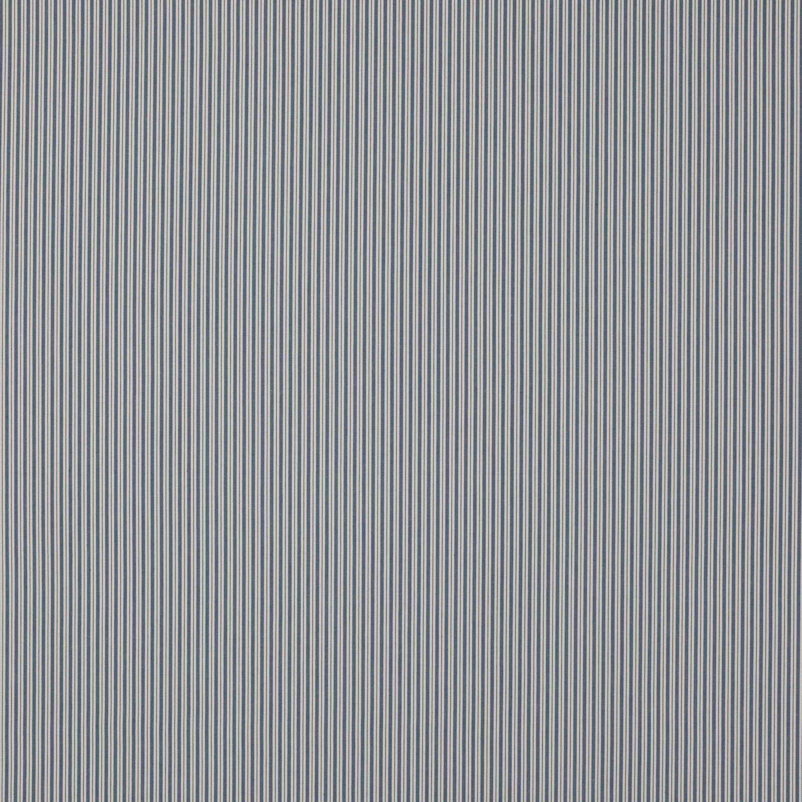 Fine navy and pale vertical pinstripe cotton fabric with crisp woven texture