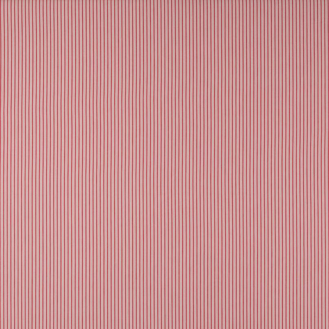 Fine red and pale vertical pinstripes on a light cotton fabric