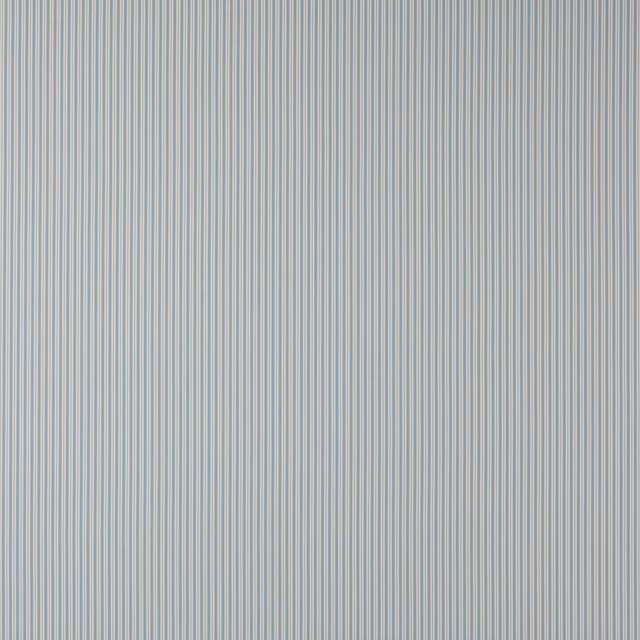 Fine soft blue and pale neutral vertical pinstripes on a smooth cotton fabric swatch