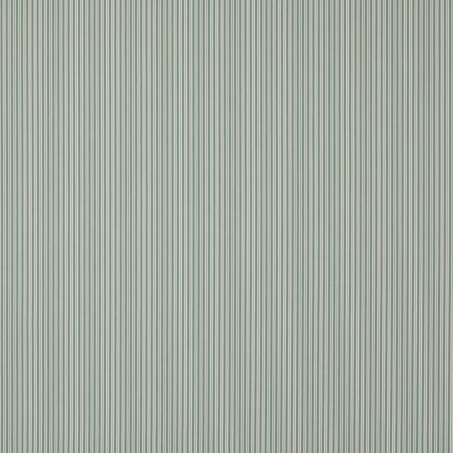 Fine teal and pale green vertical stripe cotton fabric with a crisp woven texture