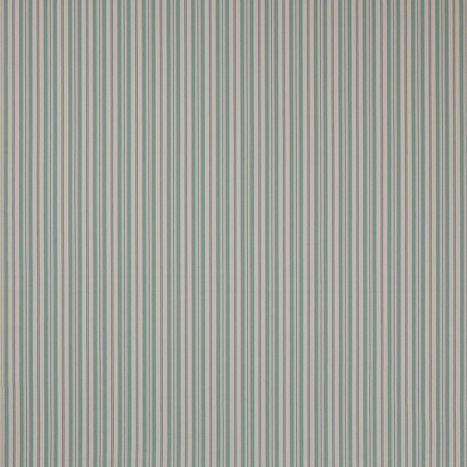 Vertical aqua and cream pinstripes on a soft cotton fabric