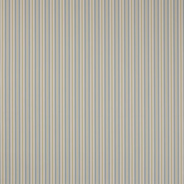 Vertical sky blue and lime stripe cotton fabric with fine cream bands