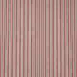 Vertical soft red and pale neutral ticking stripe cotton fabric swatch