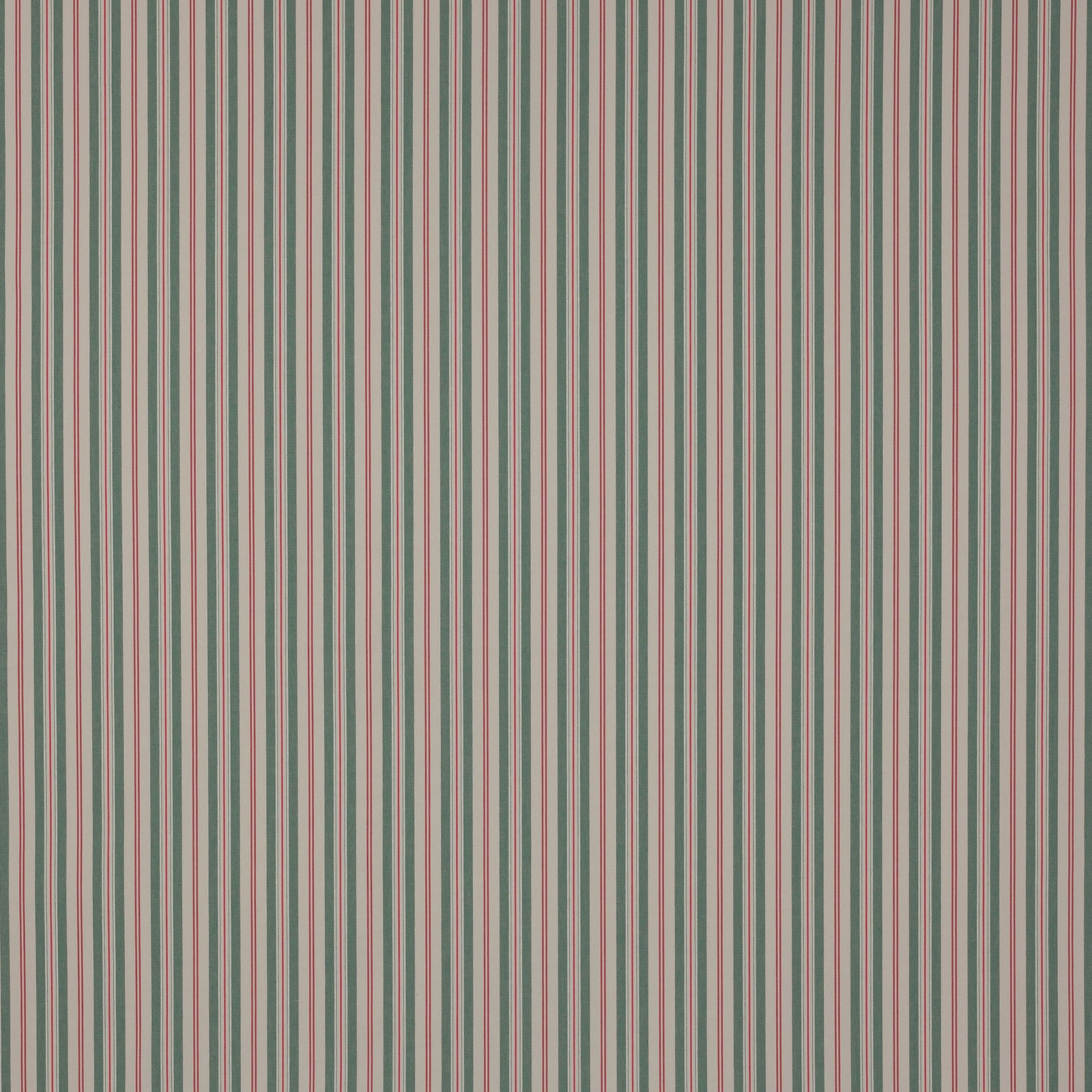 Vertical teal, cream and pink striped cotton fabric swatch
