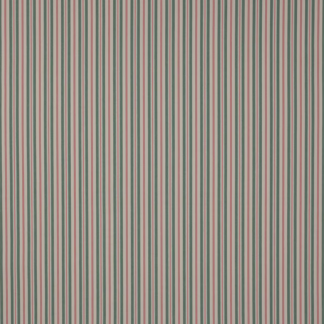 Vertical teal, cream and pink striped cotton fabric swatch