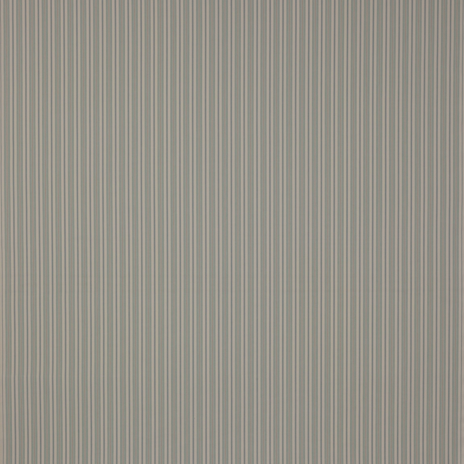 Fine vertical stripe fabric in soft aqua, grey and beige tones