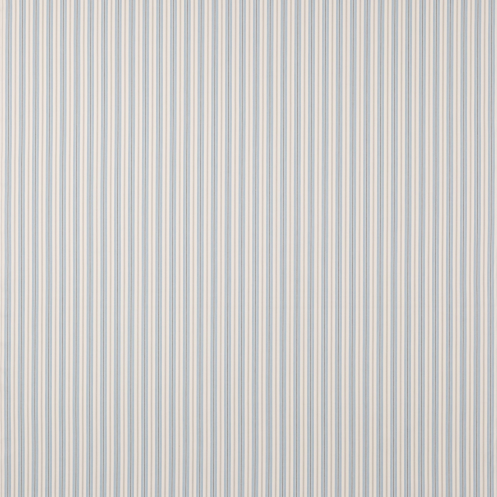 Narrow vertical stripe fabric in pale blue, cream and soft grey