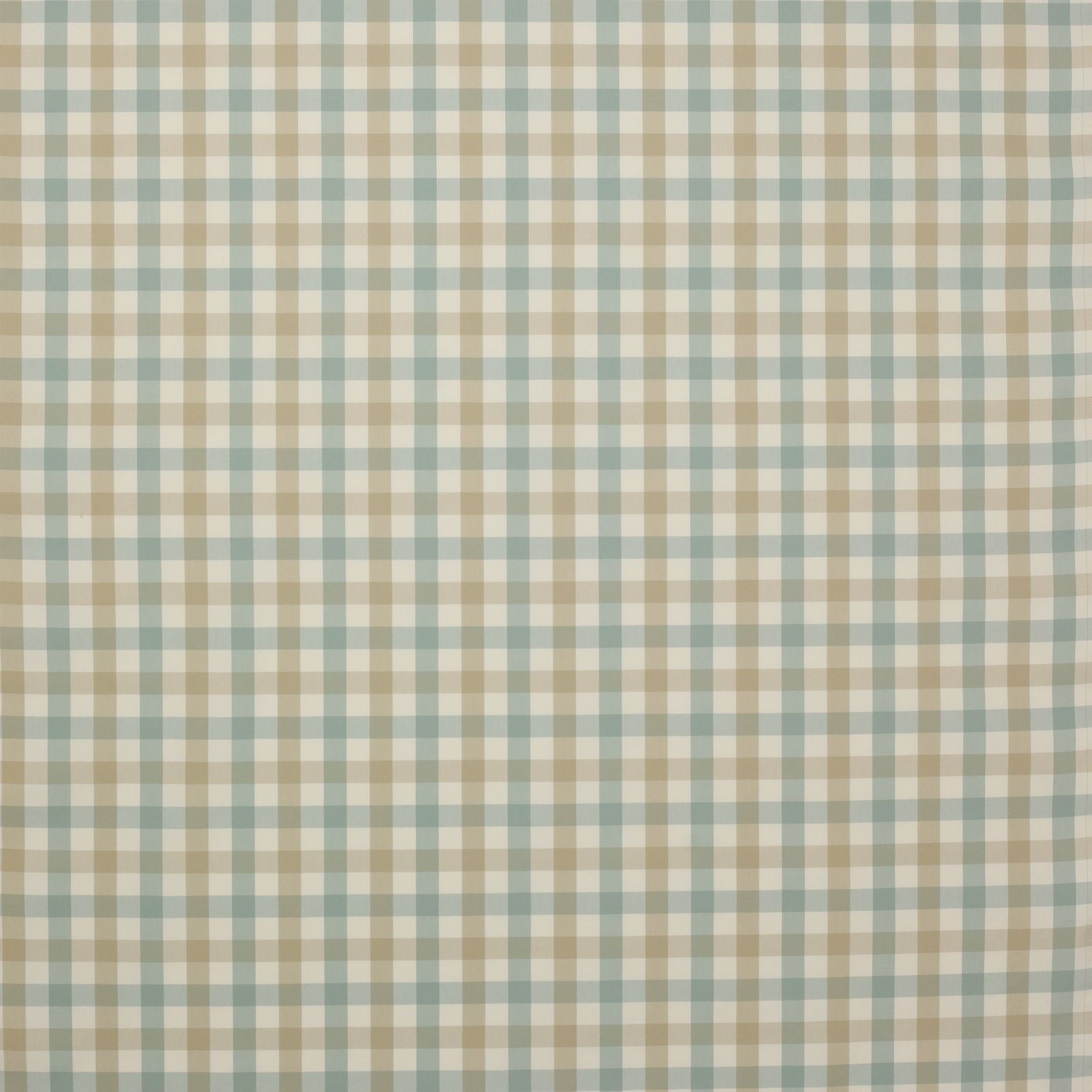 Small aqua and cream gingham check cotton fabric swatch