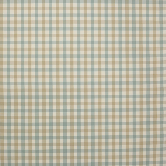 Small aqua and cream gingham check cotton fabric swatch