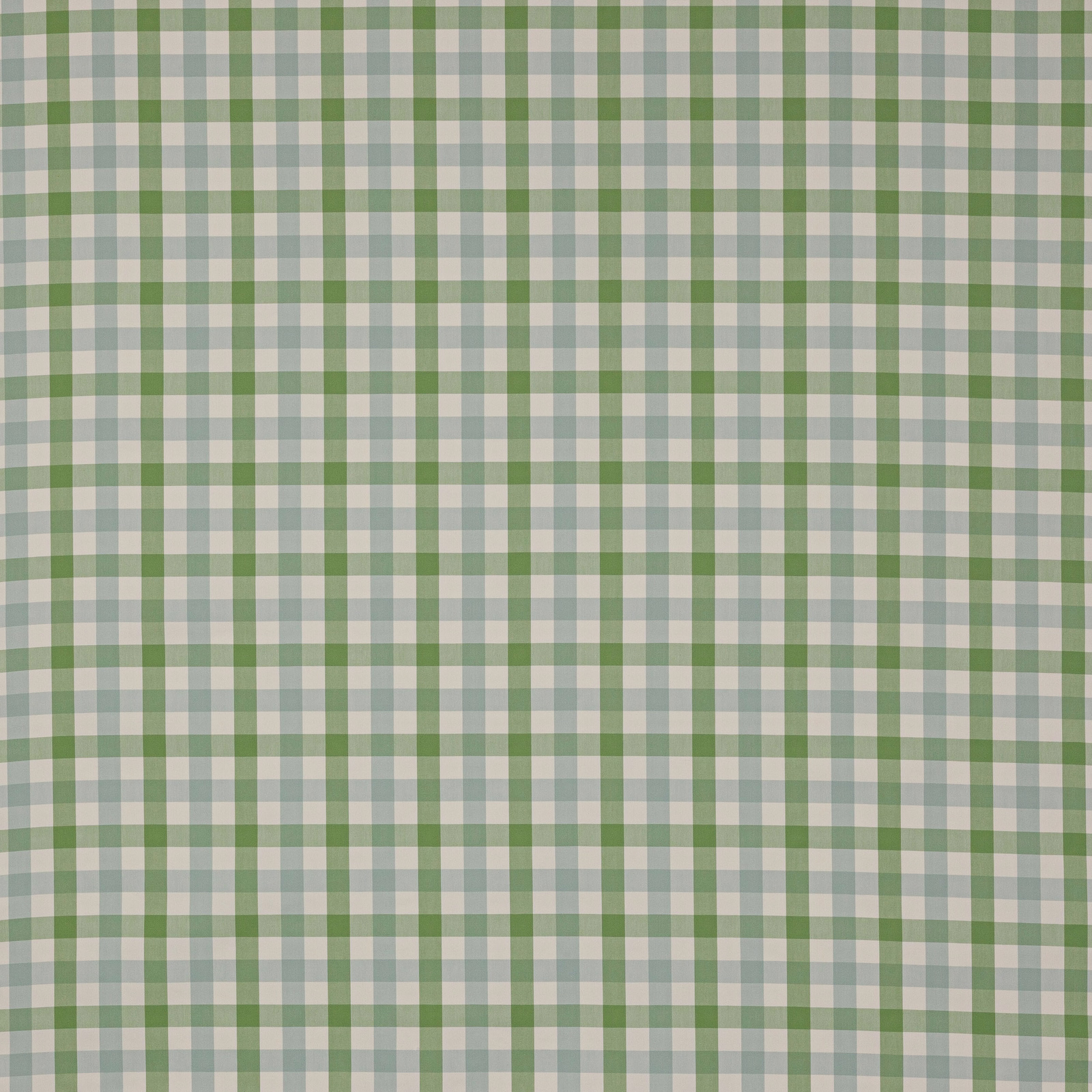 Small green and aqua checked cotton fabric on a light ground