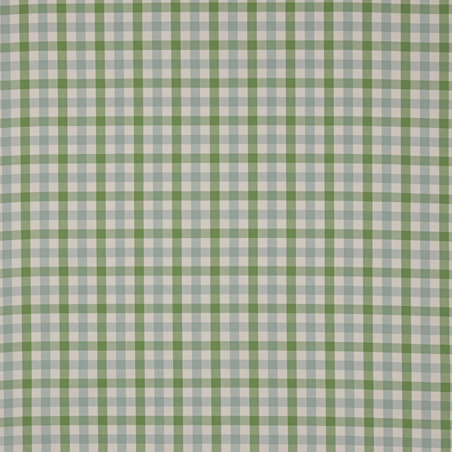 Small green and aqua checked cotton fabric on a light ground