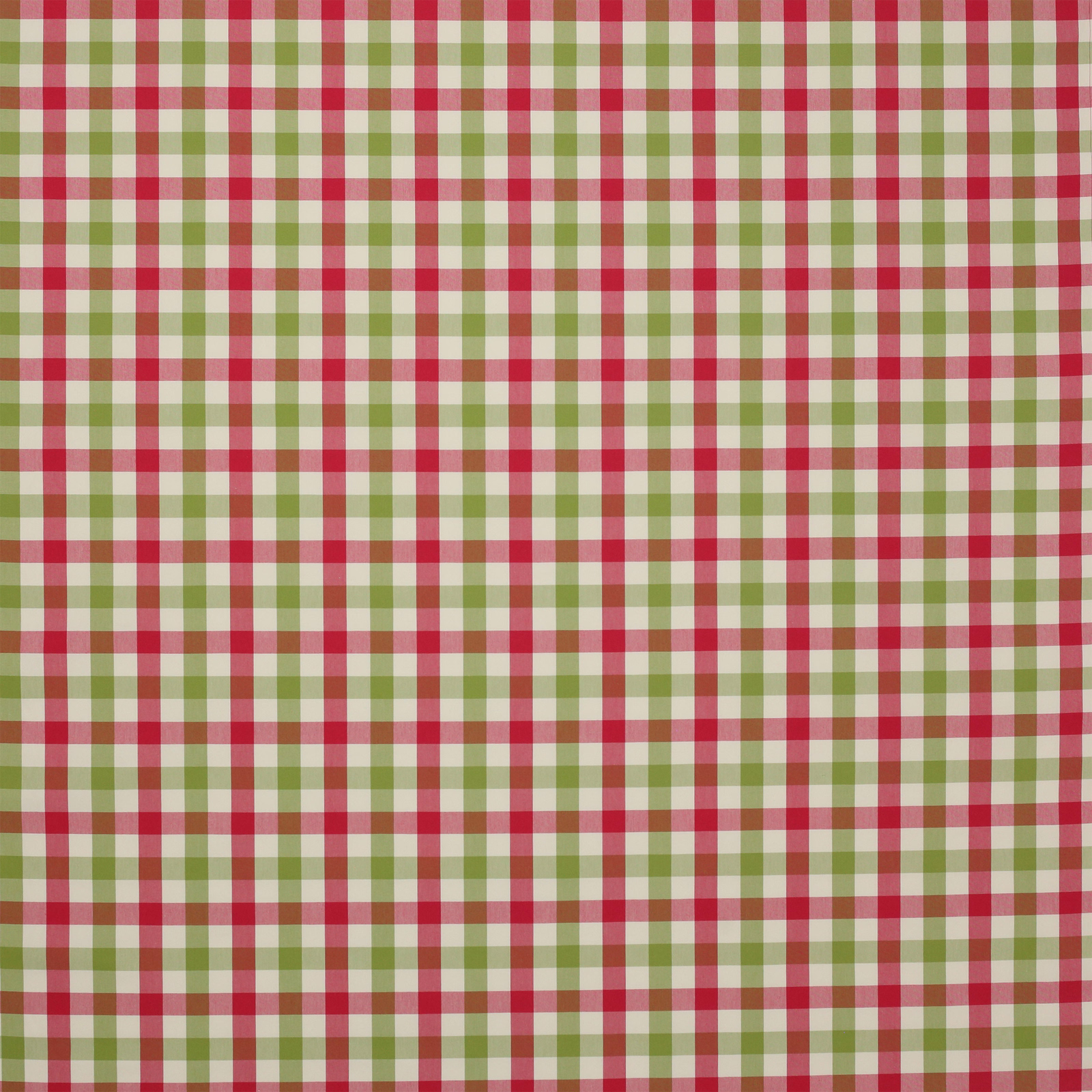 Pink and green small cotton check fabric with crisp gingham-like weave