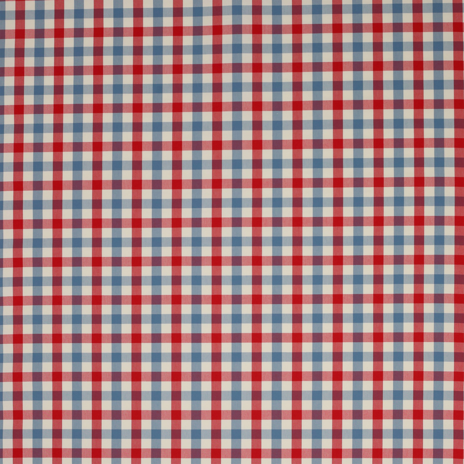 Small red and blue gingham check on a pale cotton ground