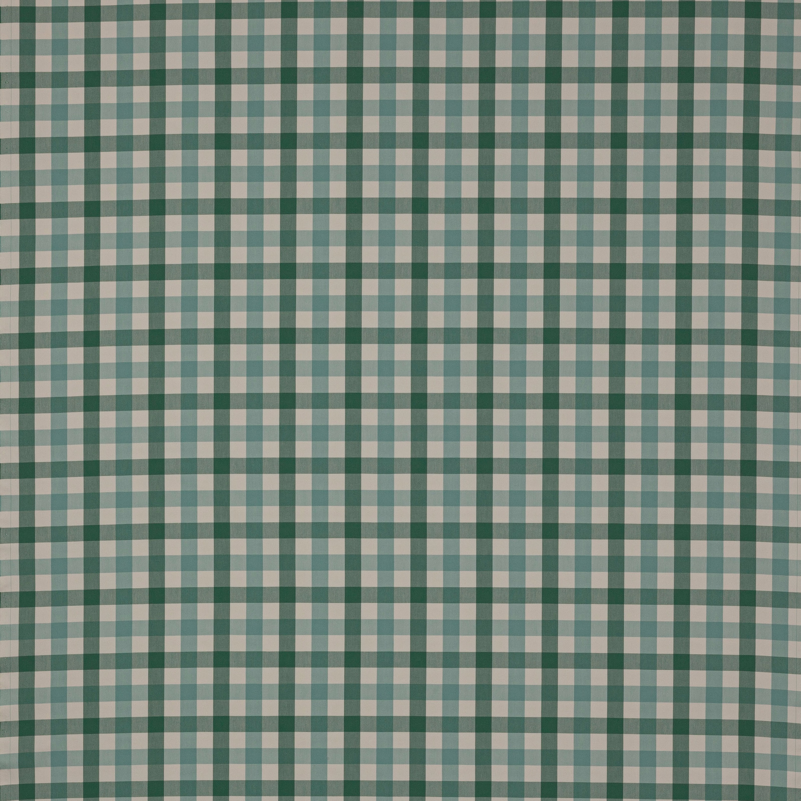 Small teal and cream checked cotton fabric swatch