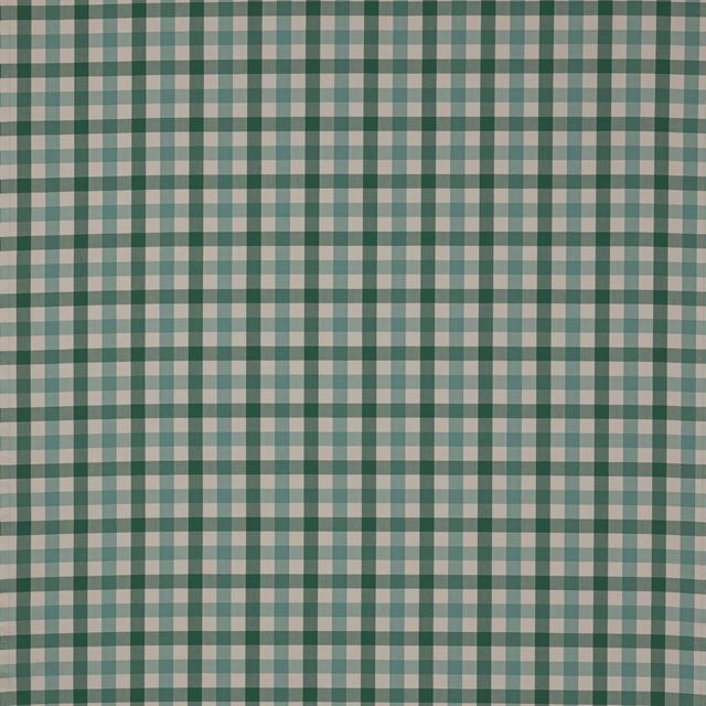 Small teal and cream checked cotton fabric swatch