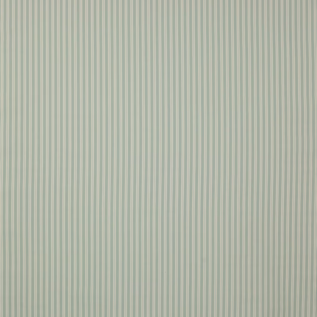 Pale aqua cotton stripe fabric with fine cream pinstripes
