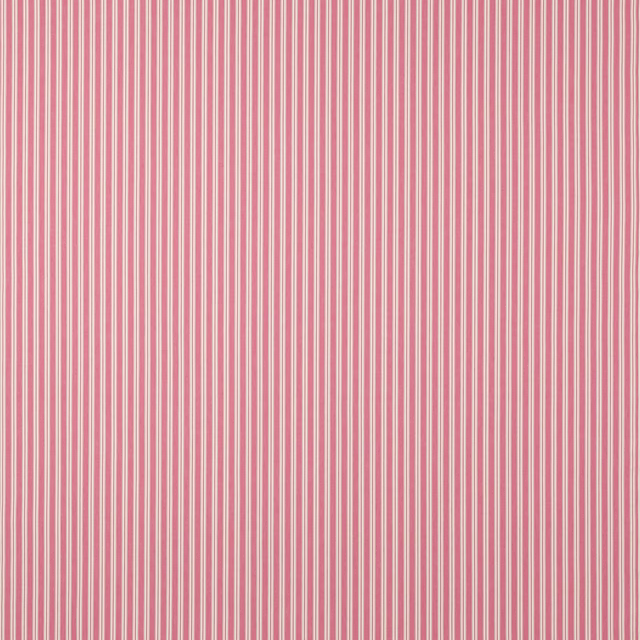 Vertical hot pink and pale cream pinstripes on a cotton fabric swatch