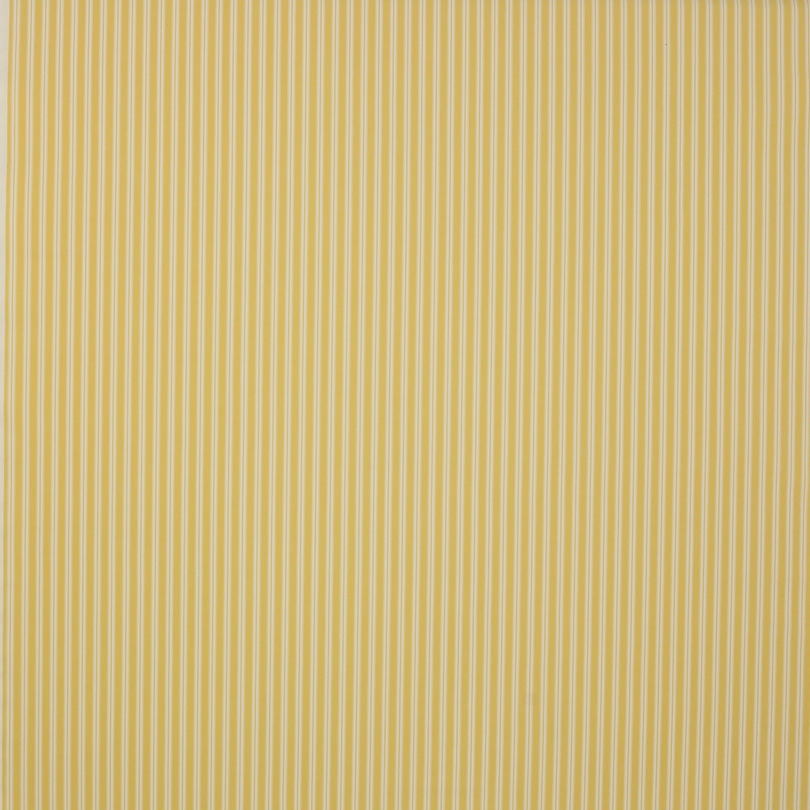 Vertical narrow yellow and ivory stripe cotton fabric swatch