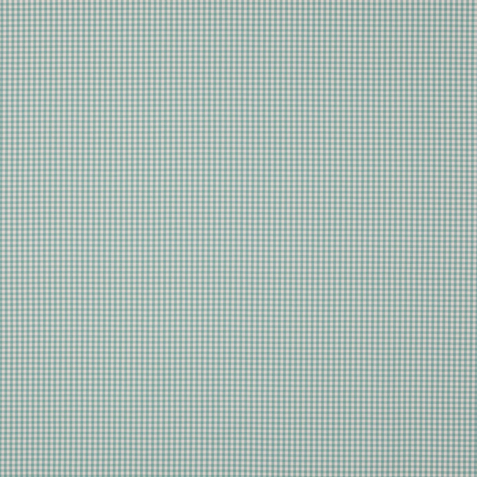 Small aqua and white gingham cotton fabric swatch with fine woven texture