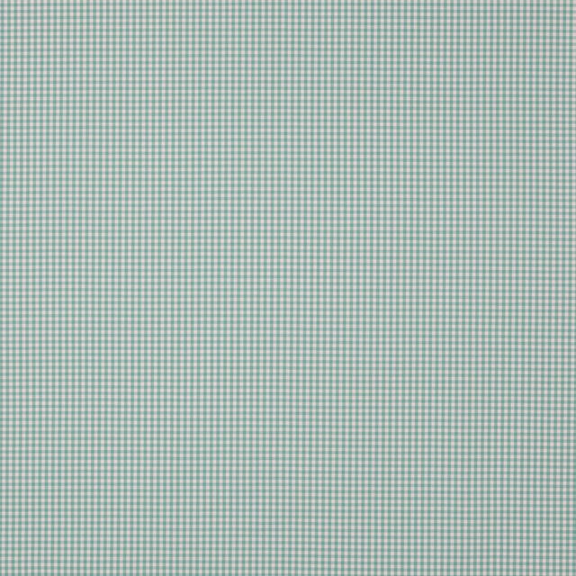 Small aqua and white gingham cotton fabric swatch with fine woven texture