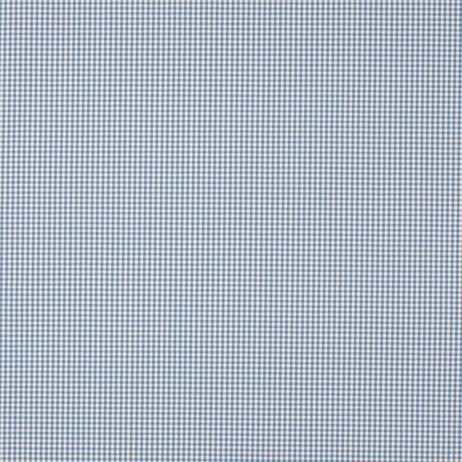 Pale blue and white miniature check cotton fabric swatch