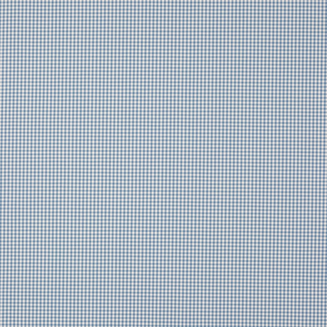 Pale blue and white miniature check cotton fabric swatch