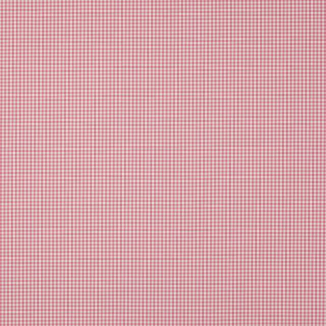 Close-up of a soft pink and ivory tiny gingham check fabric swatch