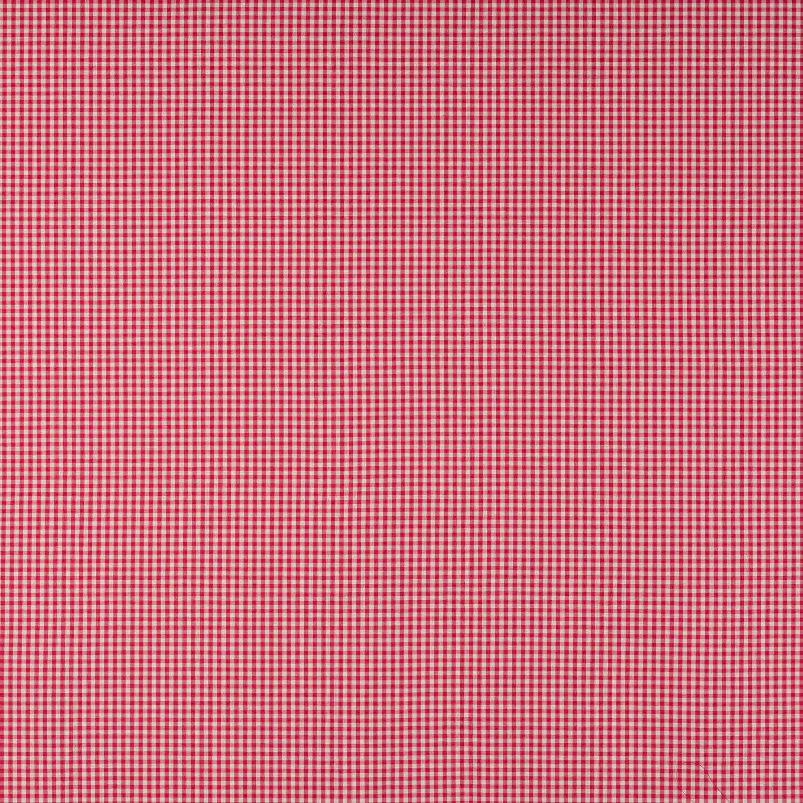 Small red and pale pink gingham check cotton fabric swatch