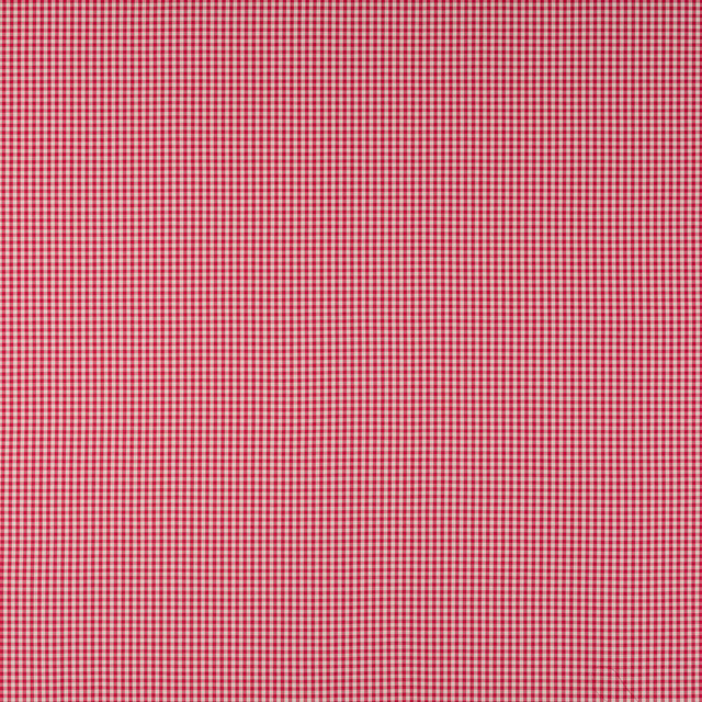Small red and pale pink gingham check cotton fabric swatch